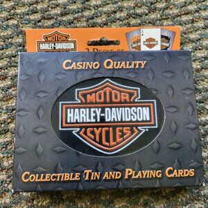 Harley-Davidson Playing Cards 2 Decks Poker Casino Quality with Metal Tin NEW T8